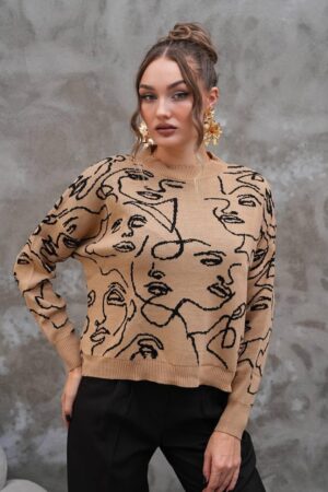 Beige Sweater Oversized Crew Neck Long Sleeve - Brand: My Jest Fashion - Women & Kids, Baby Clothes Wholesale - Globality Store