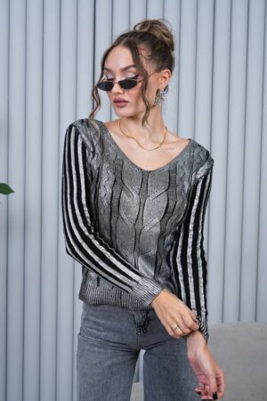 Silver Casual Streetwear Sweater - Brand: My Jest Fashion - Women & Kids, Baby Clothes Wholesale - Globality Store