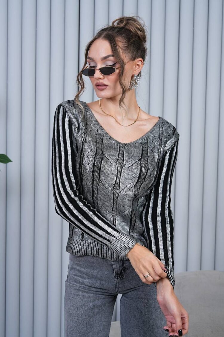 Silver Casual Streetwear Sweater