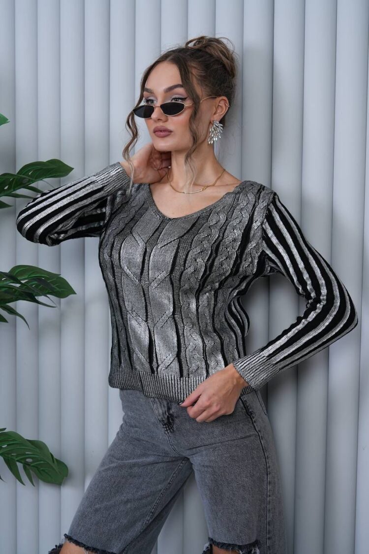 Silver Casual Streetwear Sweater