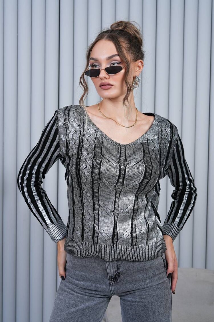 Silver Casual Streetwear Sweater