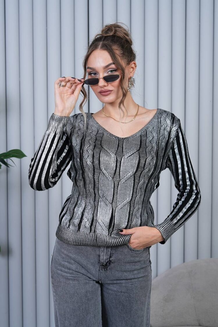 Silver Casual Streetwear Sweater