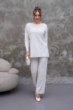 White Elegant Herringbone Palazzo Set - Brand: My Jest Fashion - Women & Kids, Baby Clothes Wholesale - Globality Store