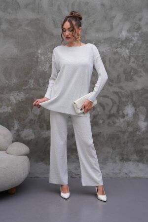 White Elegant Herringbone Palazzo Set - Brand: My Jest Fashion - Women & Kids, Baby Clothes Wholesale - Globality Store
