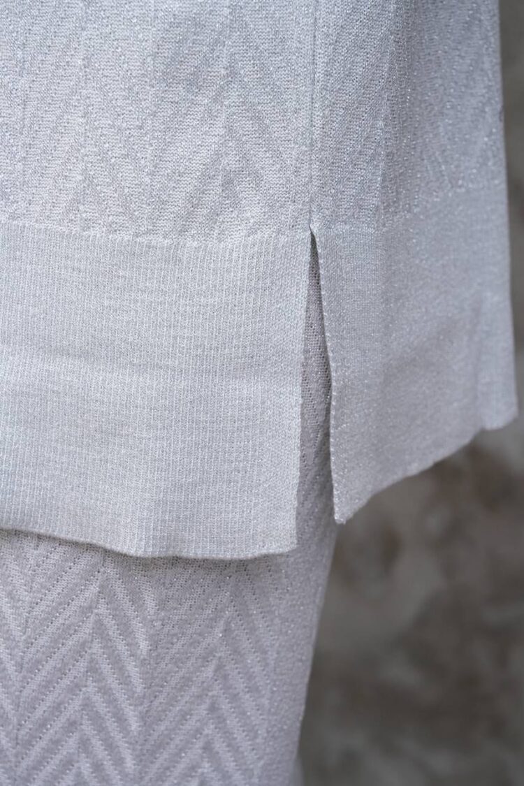 White Elegant Herringbone Palazzo Set