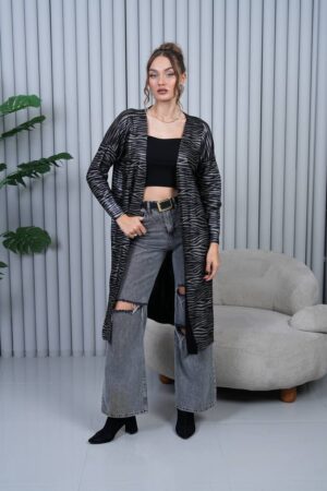 Black Animal Print Long Sleeve Cardigan - Brand: My Jest Fashion - Women & Kids, Baby Clothes Wholesale - Globality Store