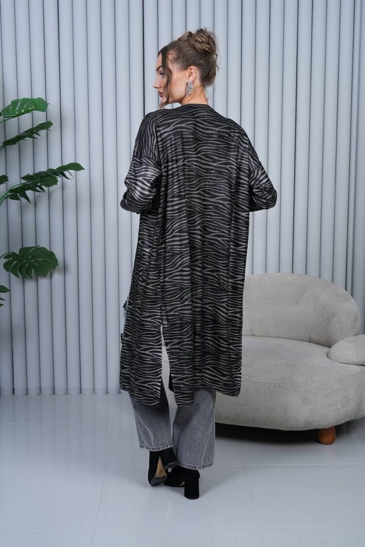Black Animal Print Long Sleeve Cardigan