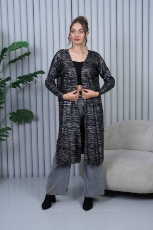 Black Animal Print Long Sleeve Cardigan - Brand: My Jest Fashion - Women & Kids, Baby Clothes Wholesale - Globality Store
