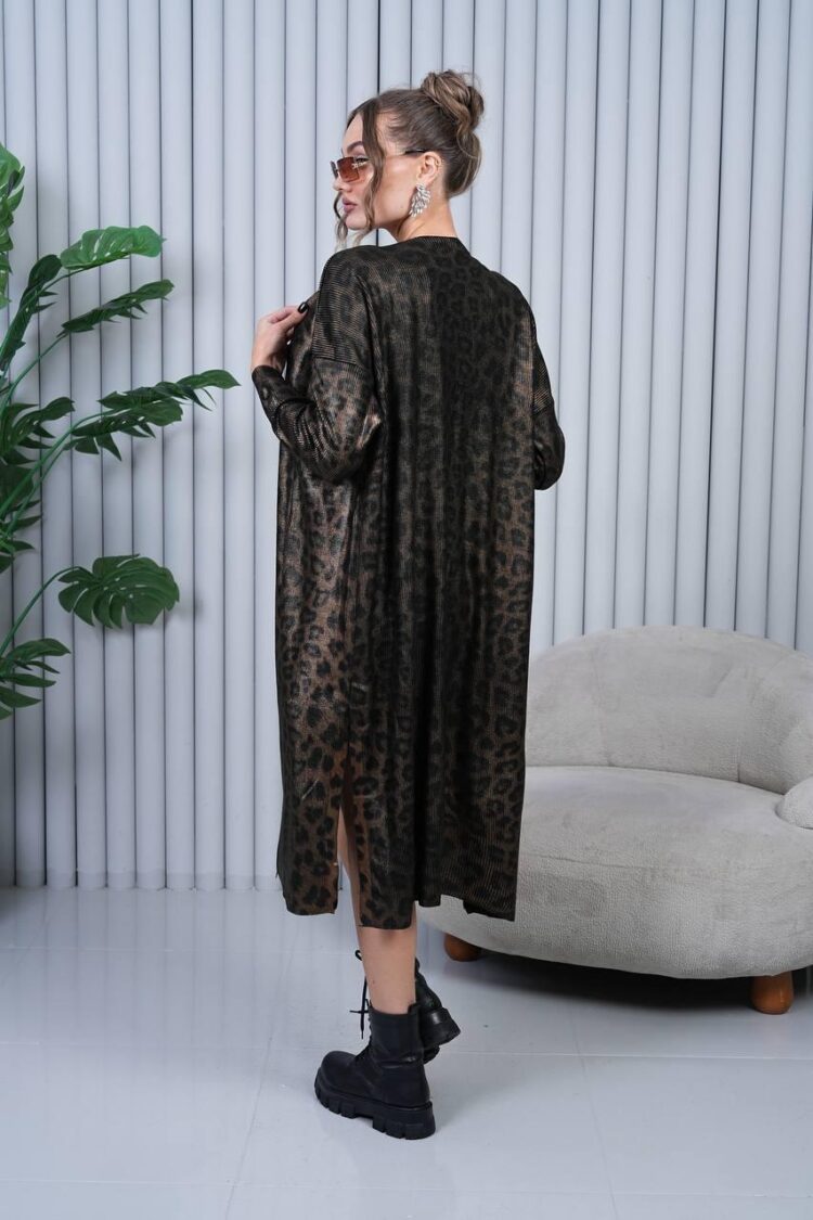 Animal Print Cardigan With V-Neck - Long Sleeve