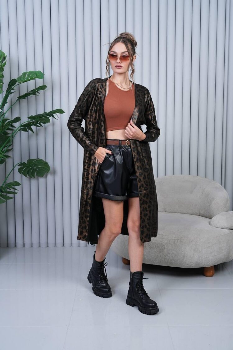 Animal Print Cardigan With V-Neck - Long Sleeve - Brand: My Jest Fashion - Women & Kids, Baby Clothes Wholesale - Globality Store