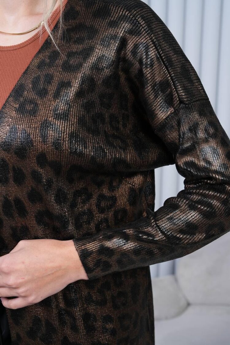 Animal Print Cardigan With V-Neck - Long Sleeve