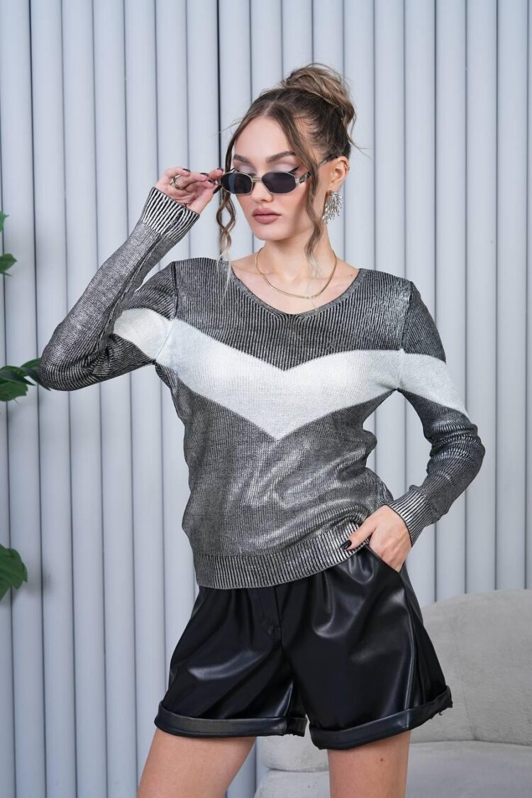 Black Slim Fit V-Neck Sweater