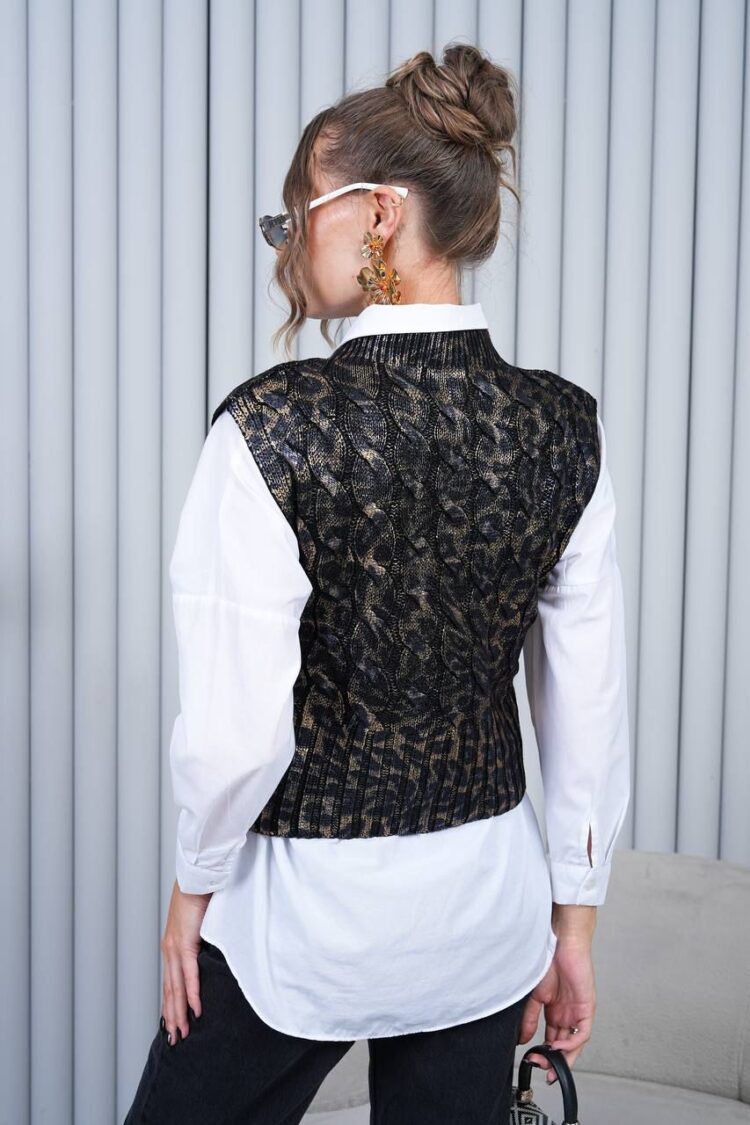 Sleeveless Animal Print Sweater