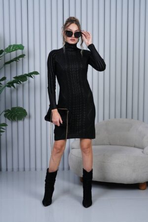 Black Striped Sweater Dress With High Neck - Brand: My Jest Fashion - Women & Kids, Baby Clothes Wholesale - Globality Store