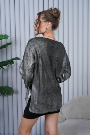 Silver Striped Oversized Fit Sweater - Brand: My Jest Fashion - Women & Kids, Baby Clothes Wholesale - Globality Store
