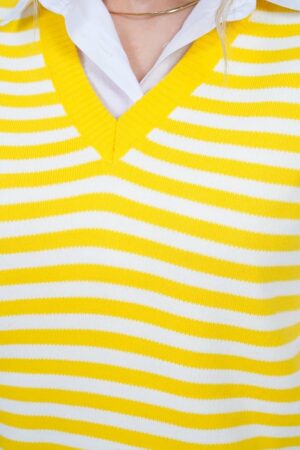 Striped Sleeveless V-Neck Sweater - Brand: My Jest Fashion - Women & Kids, Baby Clothes Wholesale - Globality Store