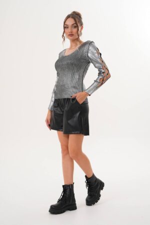 Silver Striped Slim Fit Sweater With V-Neck - Brand: My Jest Fashion - Women & Kids, Baby Clothes Wholesale - Globality Store