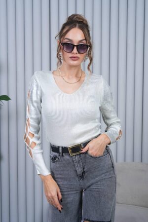 Striped V-Neck Slim Fit Sweater - Brand: My Jest Fashion - Women & Kids, Baby Clothes Wholesale - Globality Store
