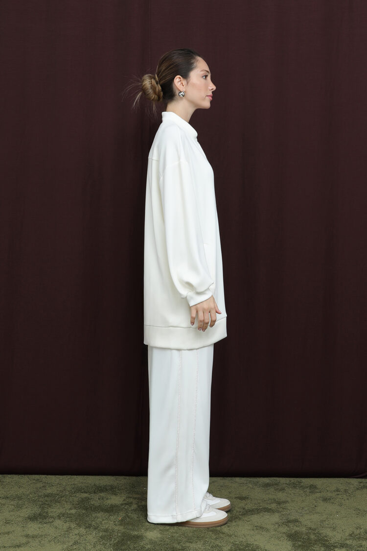 White Oversized Casual Modest Set