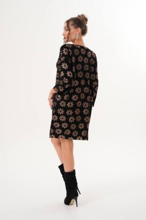 Black Floral Shift Dress With Boat Neck - Brand: My Jest Fashion - Women & Kids, Baby Clothes Wholesale - Globality Store
