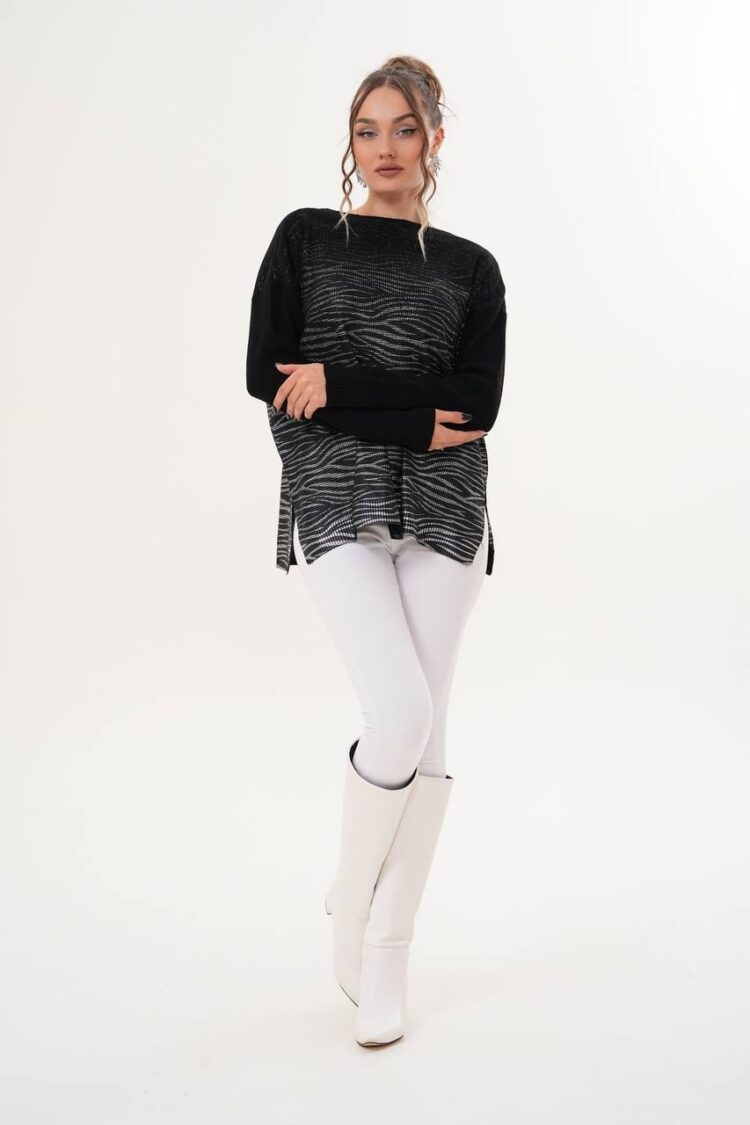 Oversized Fit Animal Print Sweater