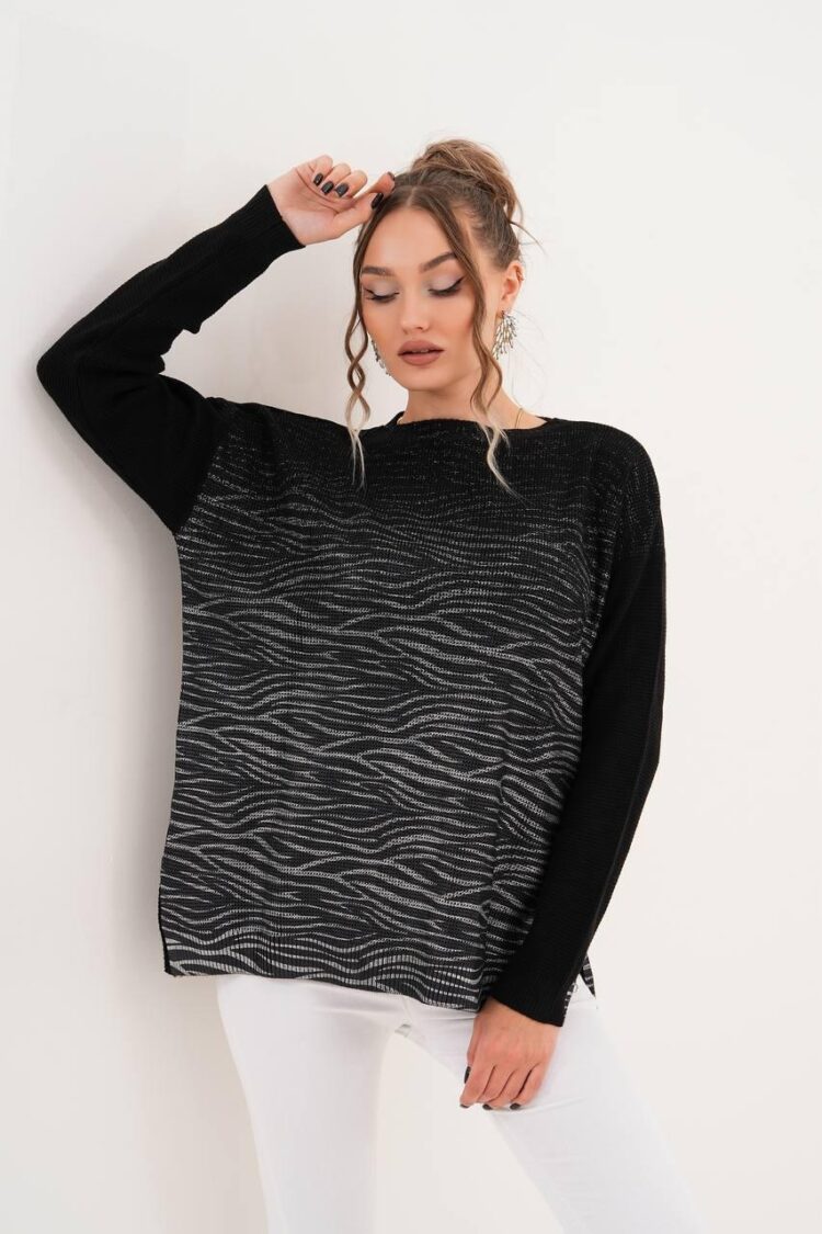 Oversized Fit Animal Print Sweater