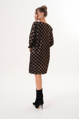 Black Checkered Shift Dress With Long Sleeves - Brand: My Jest Fashion - Women & Kids, Baby Clothes Wholesale - Globality Store