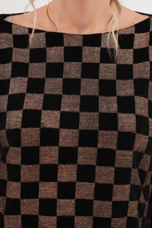 Black Checkered Shift Dress With Long Sleeves - Brand: My Jest Fashion - Women & Kids, Baby Clothes Wholesale - Globality Store