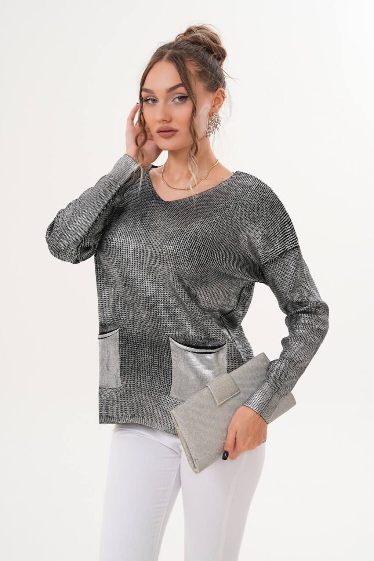 Sweater With V-Neck And Long Sleeves