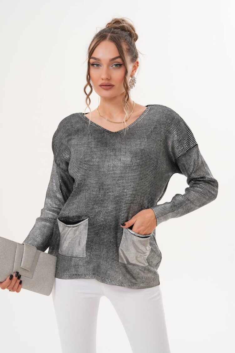 Sweater With V-Neck And Long Sleeves