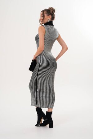 Black Elegant Sheath Dress With Striped Pattern - Brand: My Jest Fashion - Women & Kids, Baby Clothes Wholesale - Globality Store