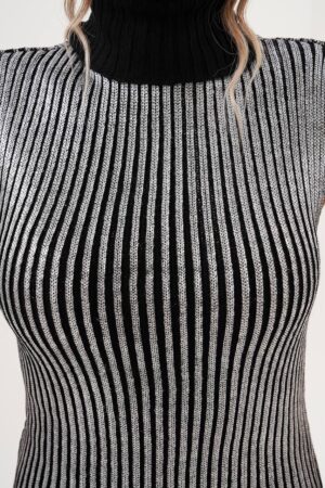 Black Elegant Sheath Dress With Striped Pattern - Brand: My Jest Fashion - Women & Kids, Baby Clothes Wholesale - Globality Store