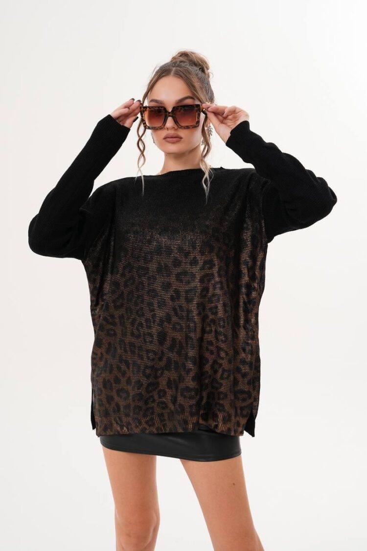Oversized Fit Sweater With Animal Print