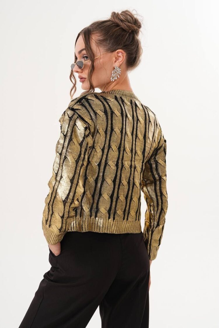 Striped Sweater With 3/4 Straight Sleeves