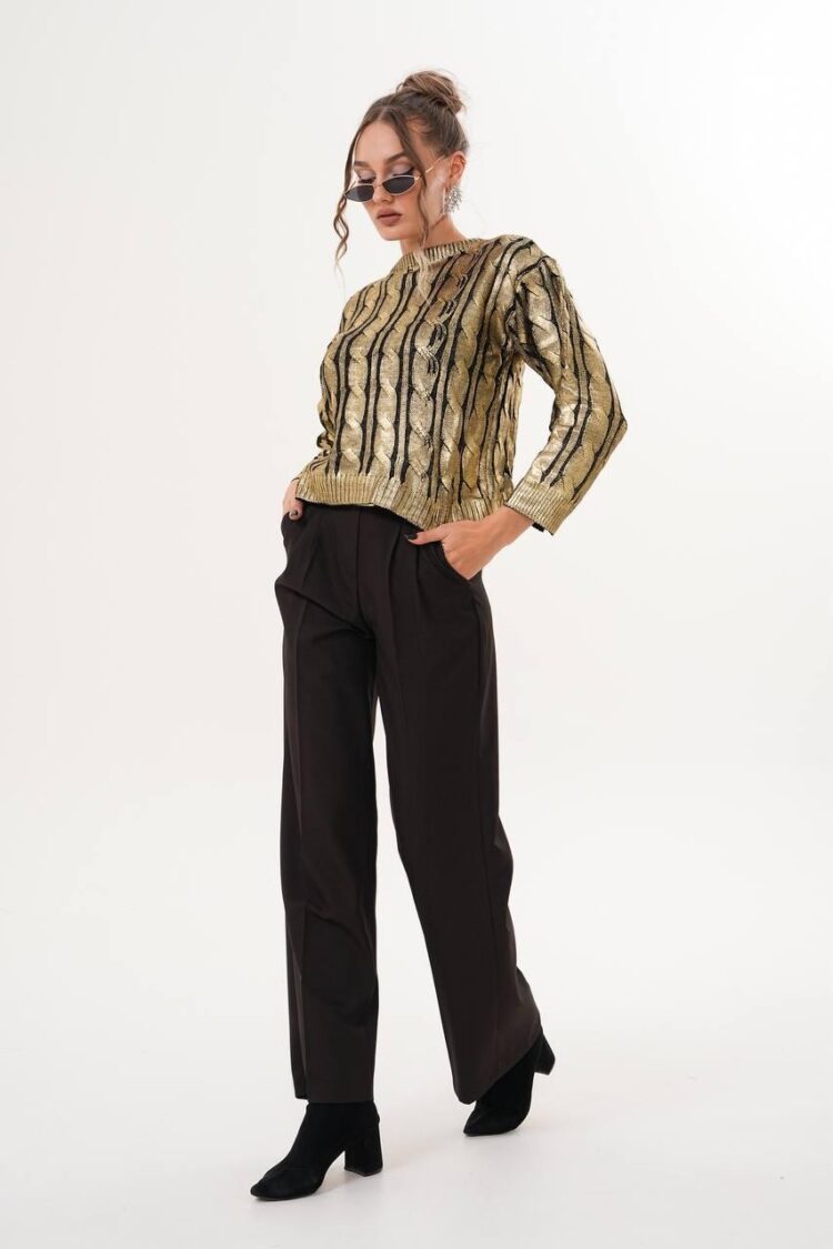 Striped Sweater With 3/4 Straight Sleeves - Brand: My Jest Fashion - Women & Kids, Baby Clothes Wholesale - Globality Store
