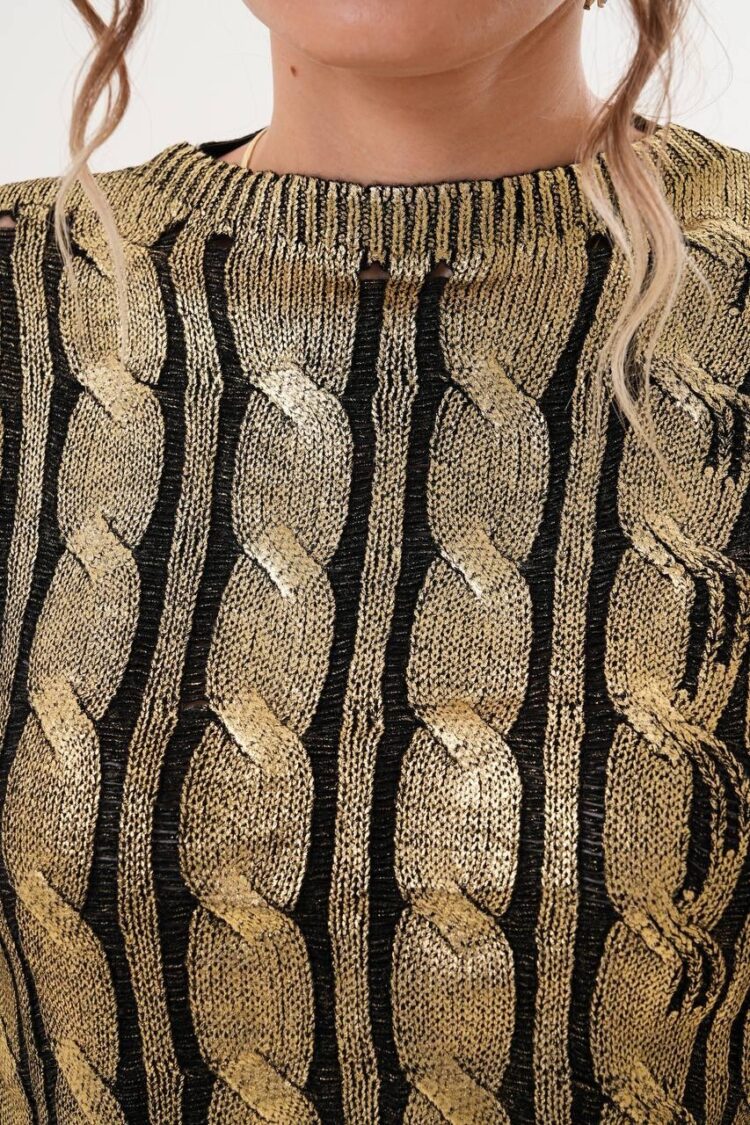 Striped Sweater With 3/4 Straight Sleeves