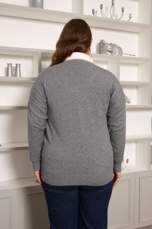 Grey Oversized Fit V-Neck Casual Sweater - Brand: RMG - Women & Kids, Baby Clothes Wholesale - Globality Store