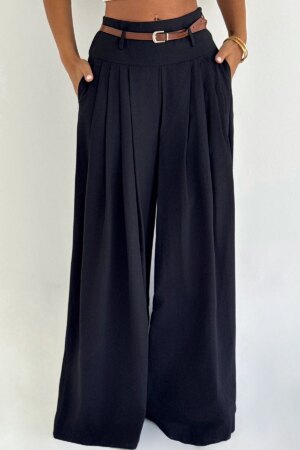 Black High Waist Palazzo Wide Leg Pants - Brand: EYYO ATELIER - Women & Kids, Baby Clothes Wholesale - Globality Store