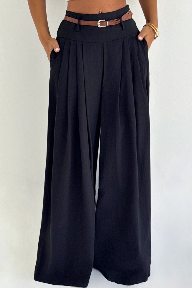 Black High Waist Palazzo Wide Leg Pants