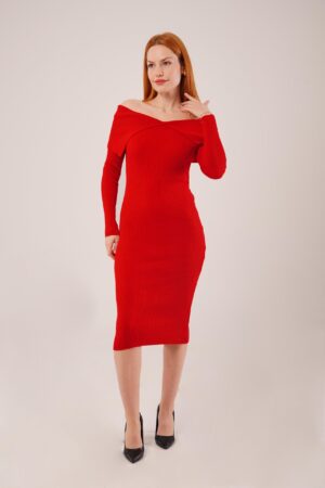 ElegantOff Shoulder Neck Bodycon Dress - Brand: Lustrin - Women & Kids, Baby Clothes Wholesale - Globality Store