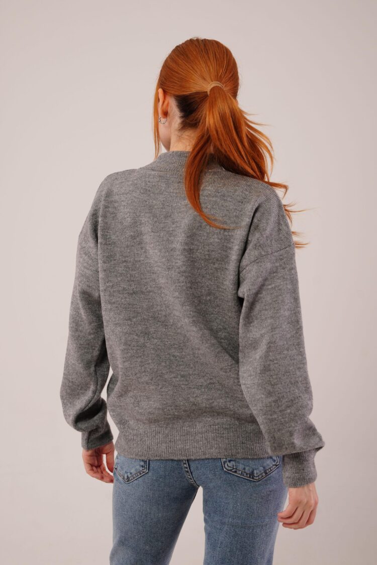 Argyle Oversized Fit Sweater With High Neck