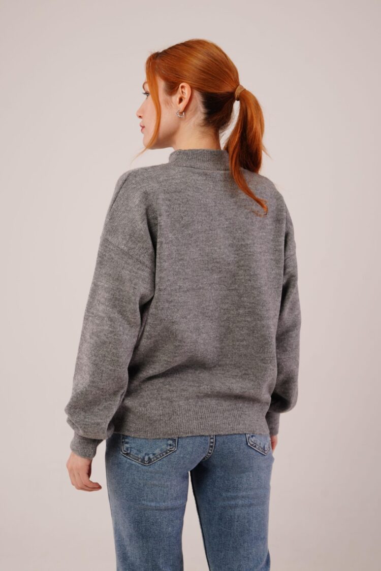 Argyle Oversized Fit Sweater With High Neck