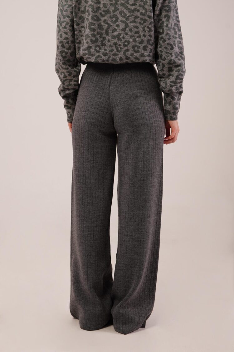Grey Palazzo Pants With Wide Leg And Mid Waist