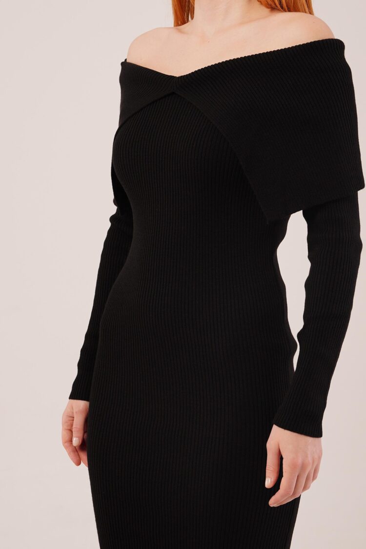 ElegantBodycon Midi Dress With Off Shoulder Neck