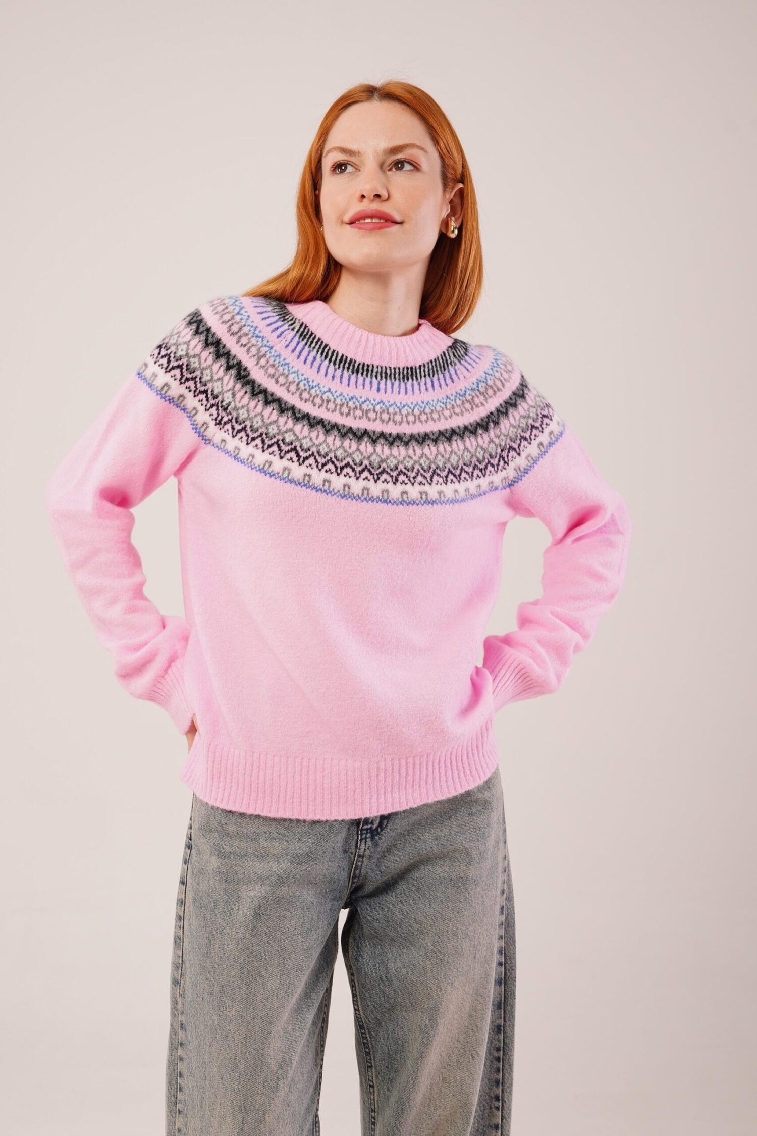 Sweater With Figure Pattern And Crew Neck - Brand: Lustrin - Women & Kids, Baby Clothes Wholesale - Globality Store