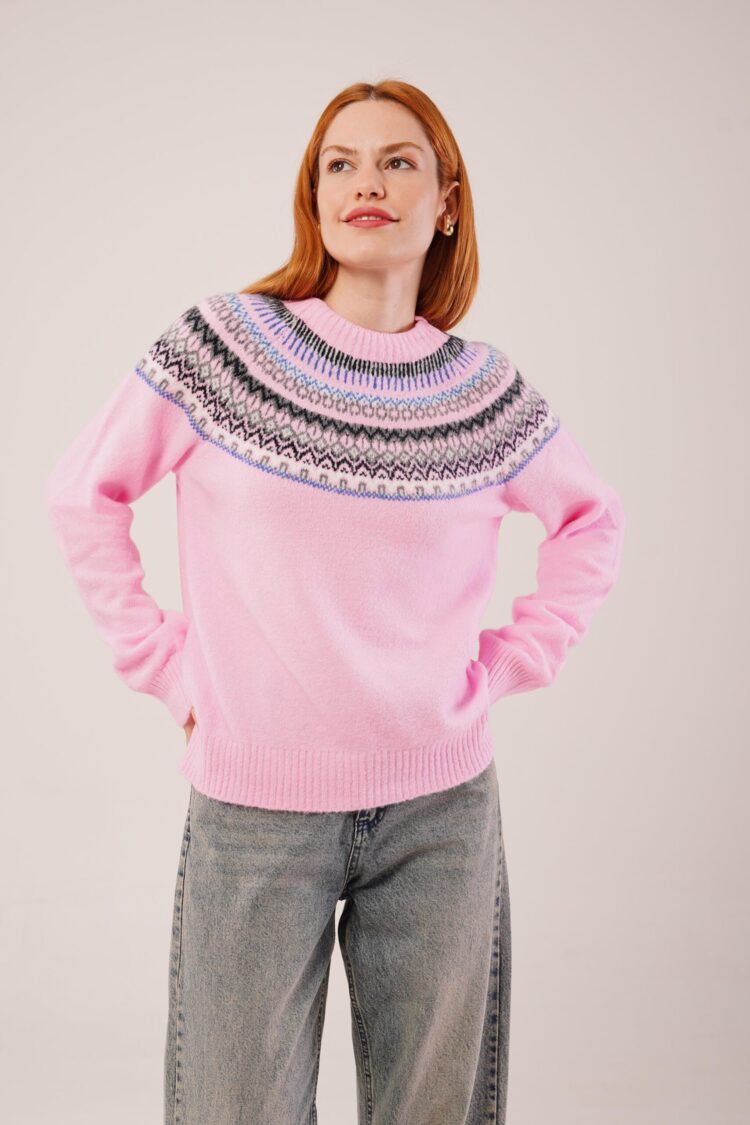 Sweater With Figure Pattern And Crew Neck - Brand: Lustrin - Women & Kids, Baby Clothes Wholesale - Globality Store