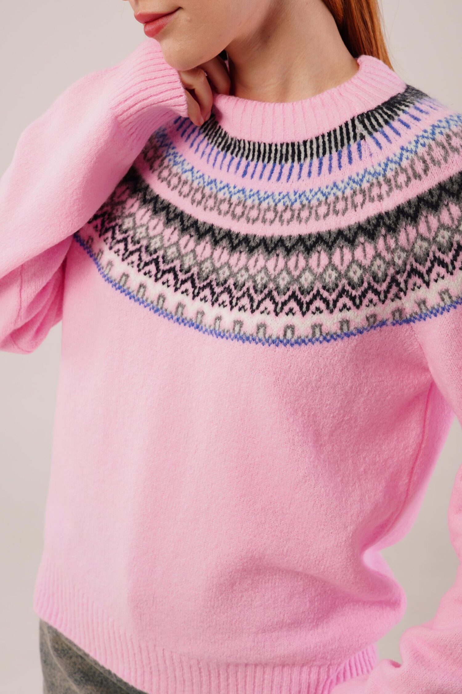 Sweater With Figure Pattern And Crew Neck - Brand: Lustrin - Women & Kids, Baby Clothes Wholesale - Globality Store