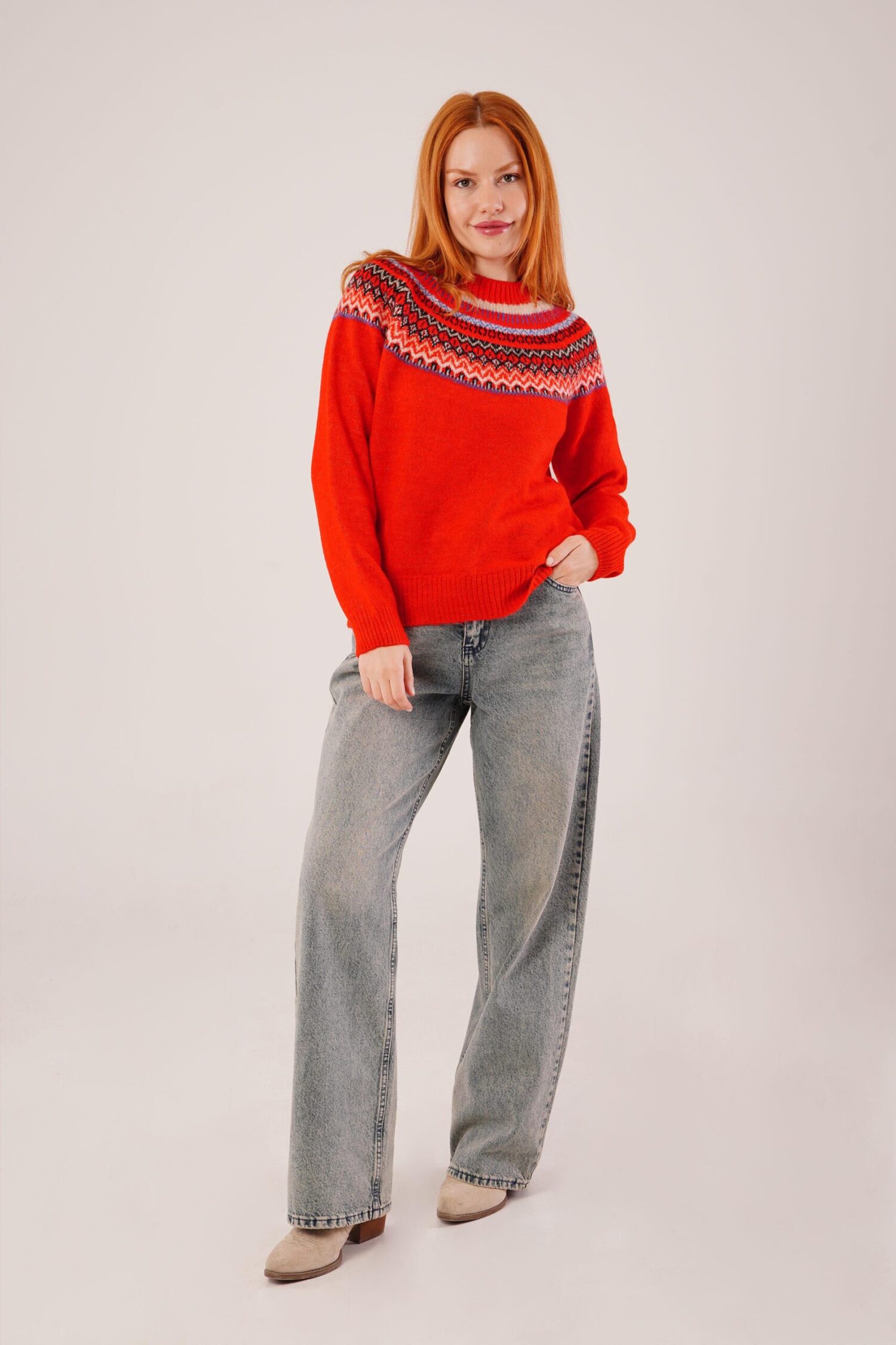 Sweater With Crew Neck And Long Sleeves - Brand: Lustrin - Women & Kids, Baby Clothes Wholesale - Globality Store
