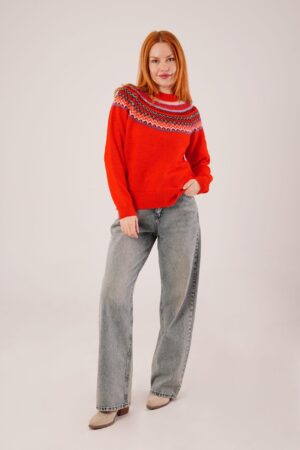 Sweater With Crew Neck And Long Sleeves - Brand: Lustrin - Women & Kids, Baby Clothes Wholesale - Globality Store