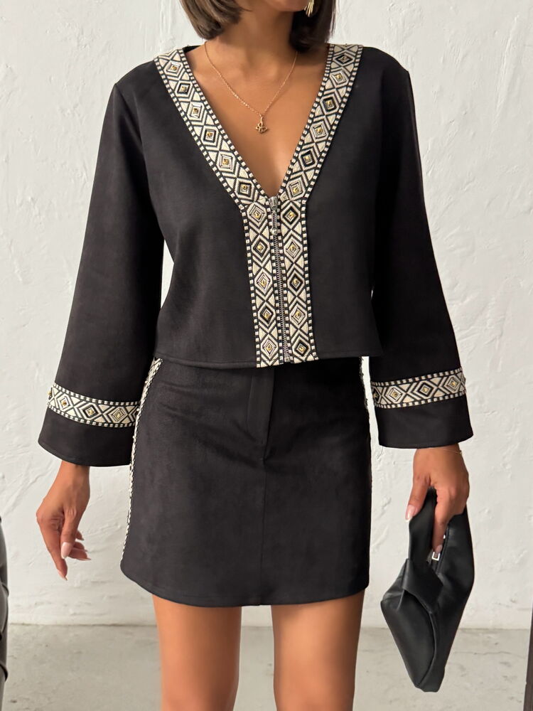 Ethnic Casual Pencil Mini Skirt